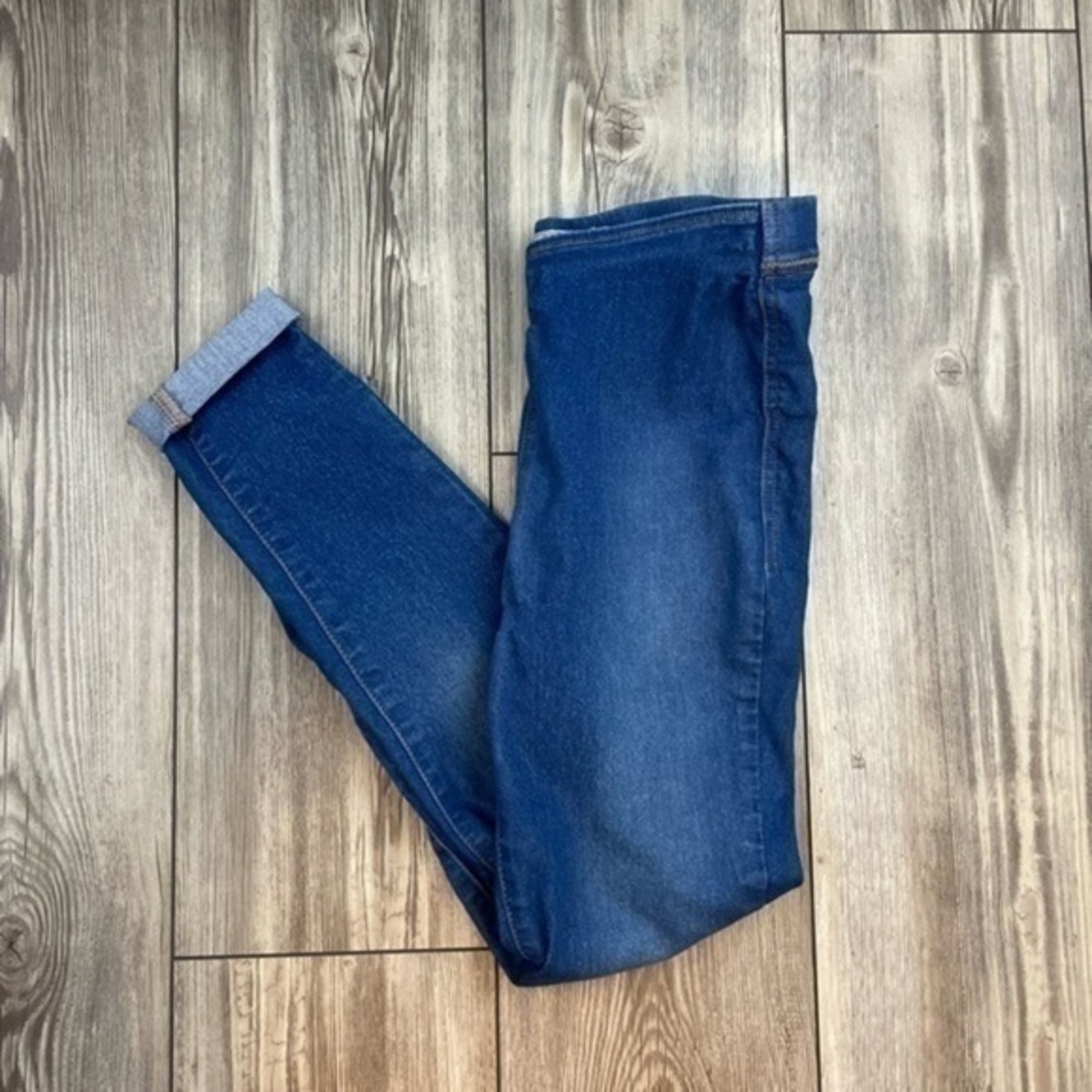 Free People Jeans Women size W 26 Blue Mid Rise Skinny Denim Elastic Waist